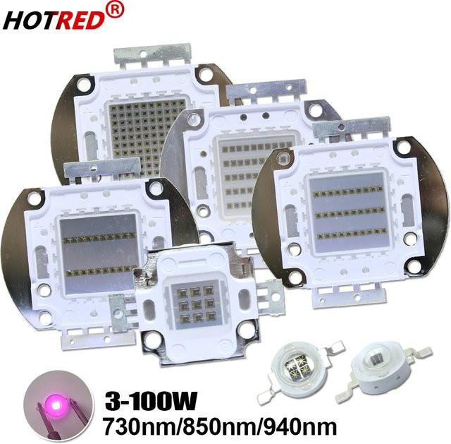 Infrarot LED Chips COB Emitter Matrix für Nachtsicht mit Wellenlängen 850nm, 940nm und 730nm in den Leistungsstufen 3W, 5W, 10W, 20W, 50W und 100W - Bild 1
