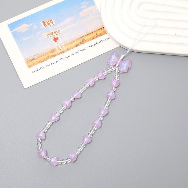 Handykette Perlen, Schleife, violett, Unisex - Bild 1