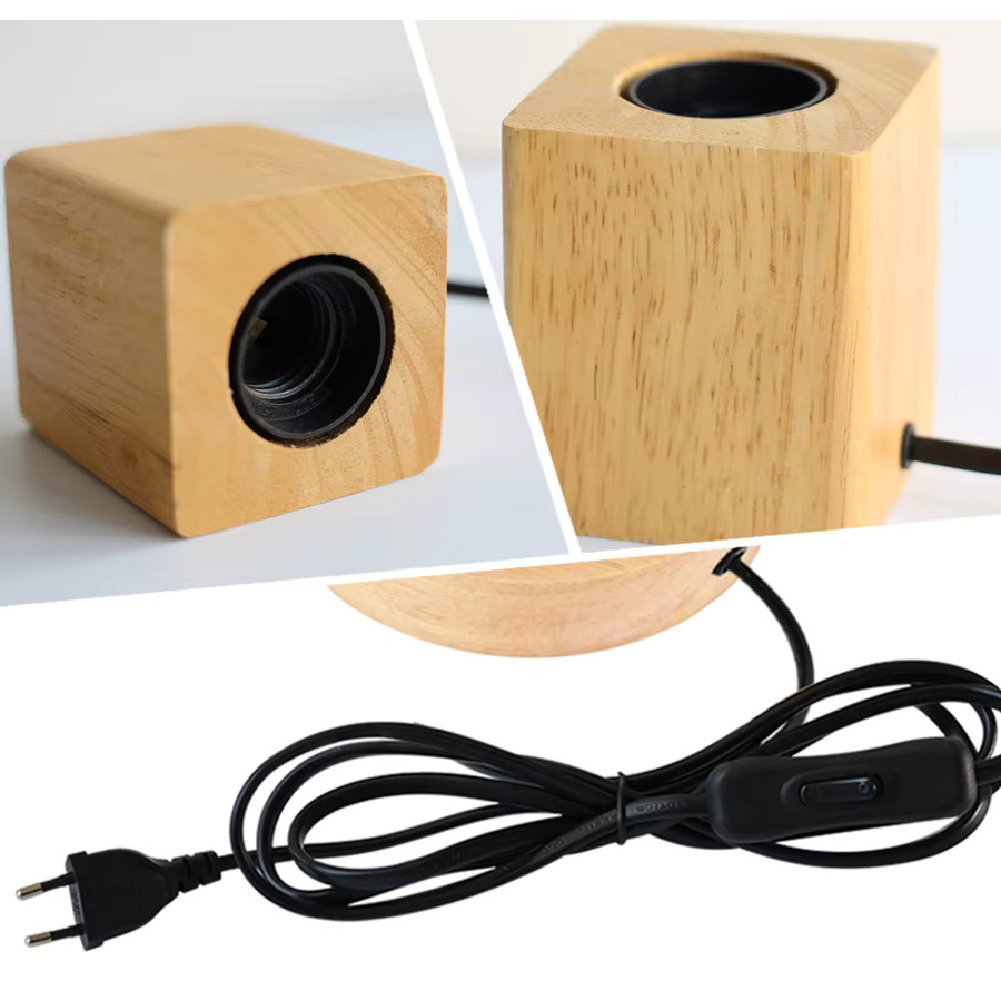 Retro Vintage Tischlampe von PARKSON aus Holz mit E27 Fassung für Schlafzimmer und Schreibtisch - Bild 4