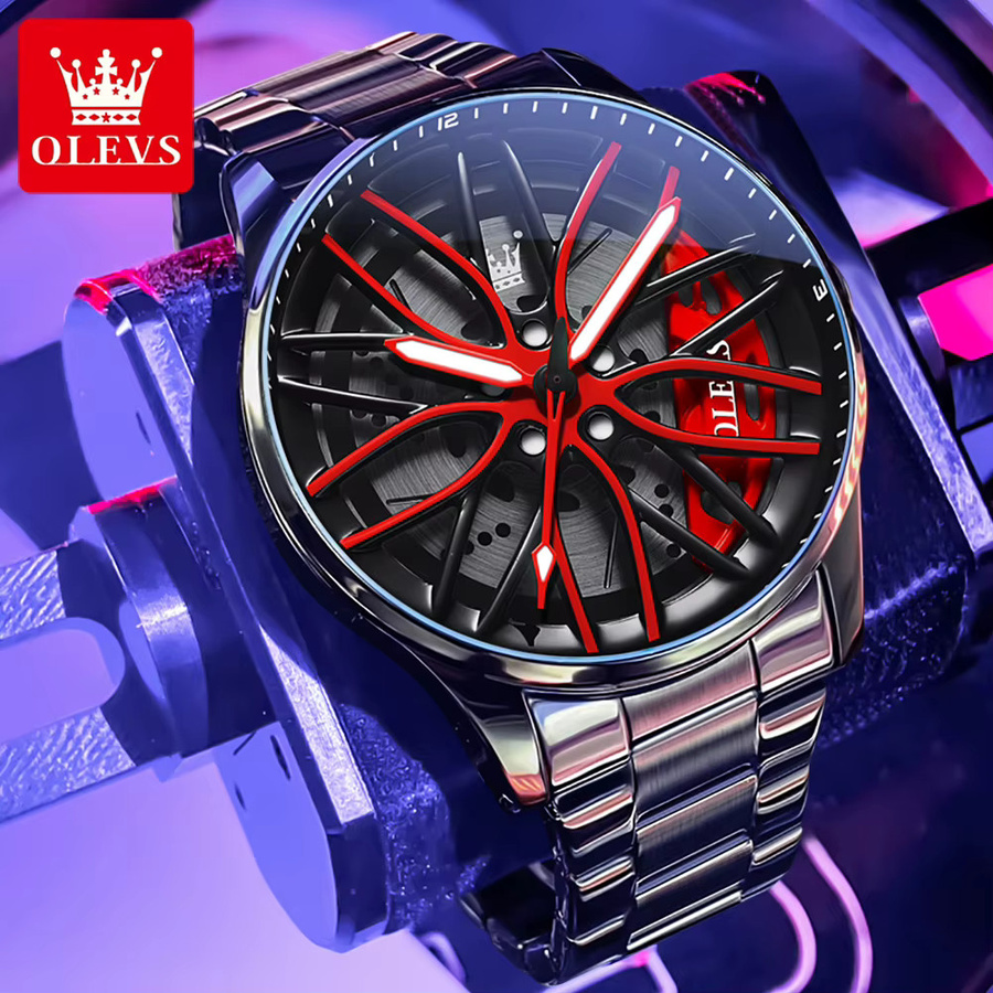 OLEVS Armbanduhr Quarz, Edelstahl, Schwarz, Herren - Bild 2