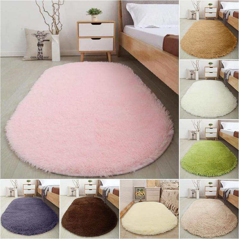 Binchi Furniture Kunstfell Teppich in Pink, ovaler Plüschteppich mit langem Flor für Wohnzimmer und Schlafzimmer, B/T: 60 x 40 cm - Bild 2