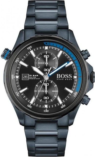 Hugo Boss Chronograph, Analoguhr, Quarz, Edelstahl, 46 mm, Herren, Schwarz - Bild 1