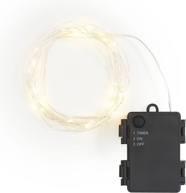 Outdoor Micro-LED-Lichterkette mit 40 LEDs und Timer für Garten, Terrasse und Balkon in Silber und Transparent - Bild 1