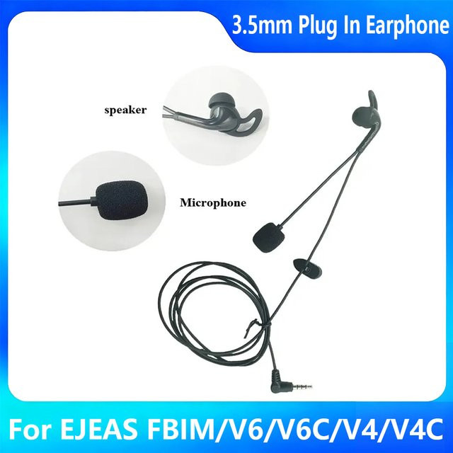 EJEAS Kopfhörer mit 3,5-mm-Stecker in Schwarz für FBIM V6 V6C V4 V4C Interphone-Headsets - Bild 1