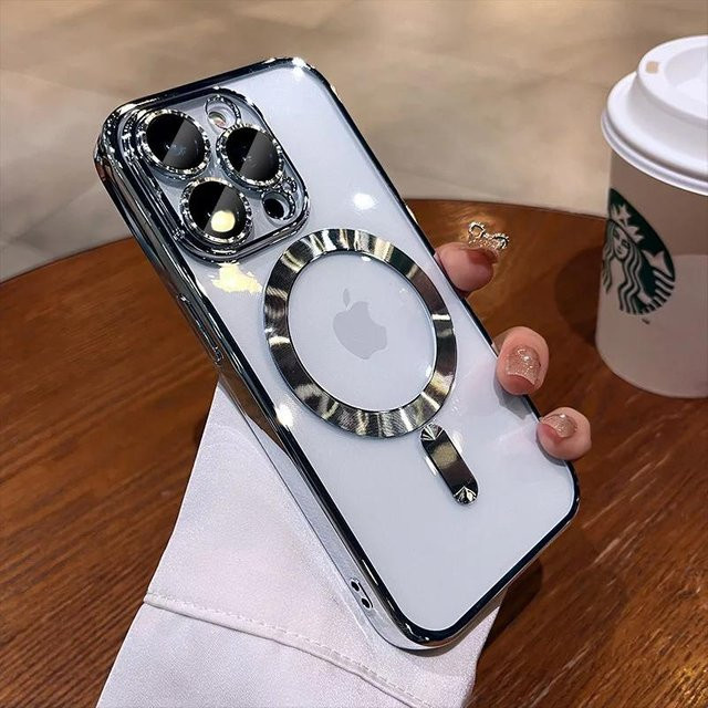 Transparente TPU Schutzhülle mit MagSafe Magnet für Apple iPhone 15 Pro Max Plus kompatibel - Bild 1