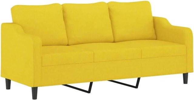 vidaXL 3-Sitzer-Sofa in Hellgelb mit Stoffbezug und Metallrahmen, Breite: 198 cm - Bild 1
