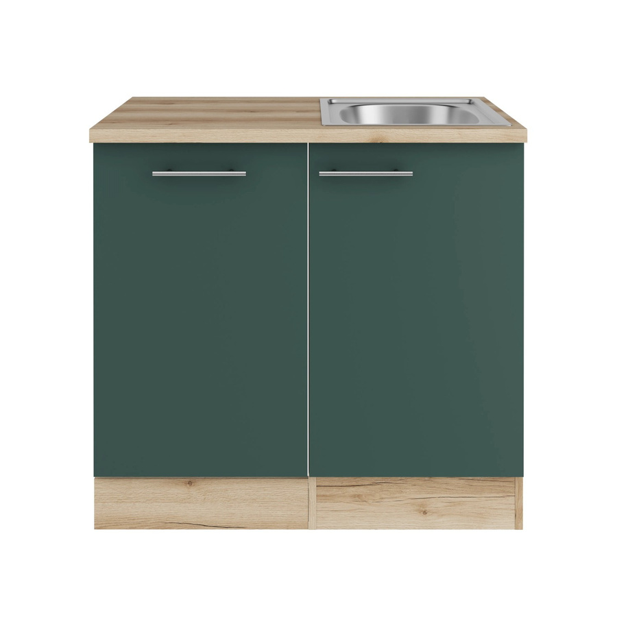 OPTIFIT Savona405 Küchen-Spülenschrank-Set in Steingrün mit modernem Design und mattem Finish - Bild 2