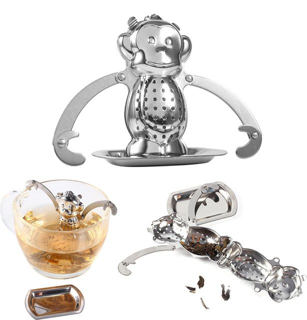 Qiilu Tee-Sieb Infuser aus Edelstahl in Silber, runder Mesh-Filter für losen Tee und Gewürze - Bild 1