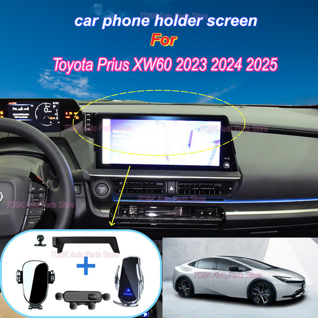 Smartphone Halterung mit kabelloser Ladefunktion für Toyota Prius 60 Serie (2023-2025) in Schwarz - Bild 1