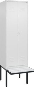 C+P PSA Doppel-Spind Classic PLUS Garderobenbank mit 2 Abteilen, Farbe: Weiß, B/T/H: 212,0 x 60,0 x 81,5 cm - Bild 1