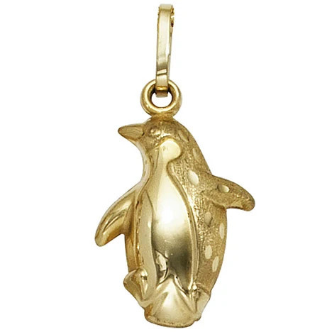 Colkid Kinder Anhänger Pinguin, 333 Gelbgold, mattiert - Bild 1