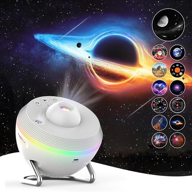 Visason Planetarium-Galaxie-Projektor 13-in-1 Sternlichtprojektor mit dynamischen Meteoren und 360 Grad rotierendem Nebel in Weiß - Bild 1