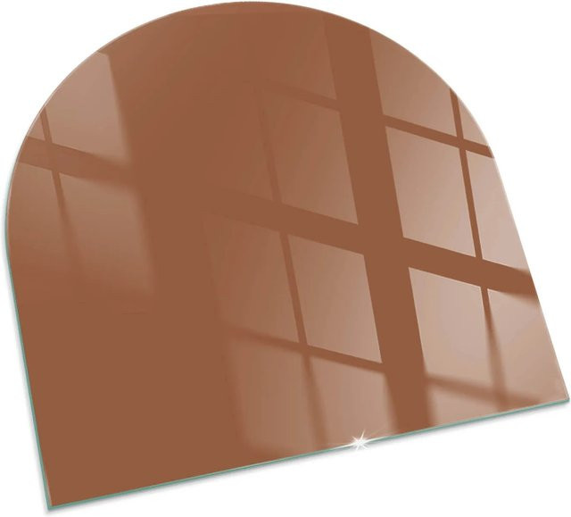 Tulup Funkenschutzplatte für Kaminöfen aus Glas in Braun, Halbkreis, B/T/H: 100 x 100 x 0 cm - Bild 1