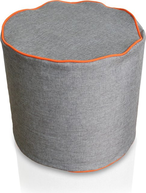 Kinzler Hocker rund in Leinenoptik mit Neon-Piping, Farbe Terra - Bild 1