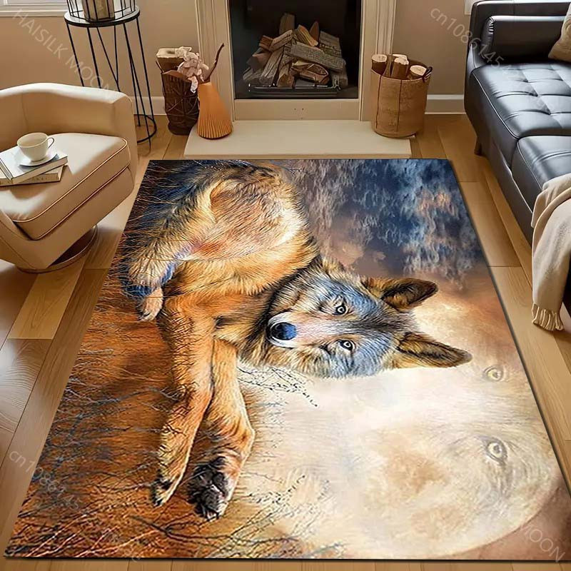 UQIDEHOME Vintage Art Wolf Teppich, Mehrfarbig, B/T: 80 x 50 cm - Bild 4