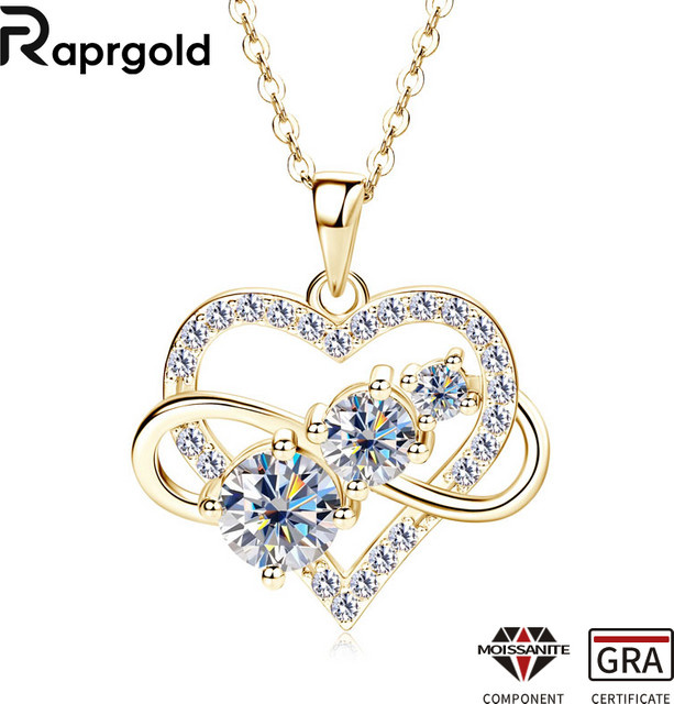 RAPRGOLD Halskette mit Moissanit-Liebesherz-Anhänger, 925 Silber, Damen - Bild 1