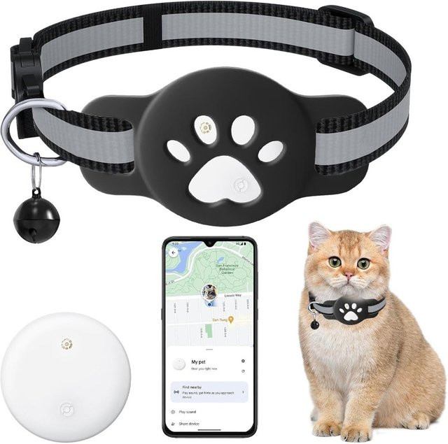 leapii Bluetooth-Tracker kompatibel mit Google Find My für Android, Haustier-Tracker für Katzen inklusive Halterung, Schwarz oder Weiß - Bild 1