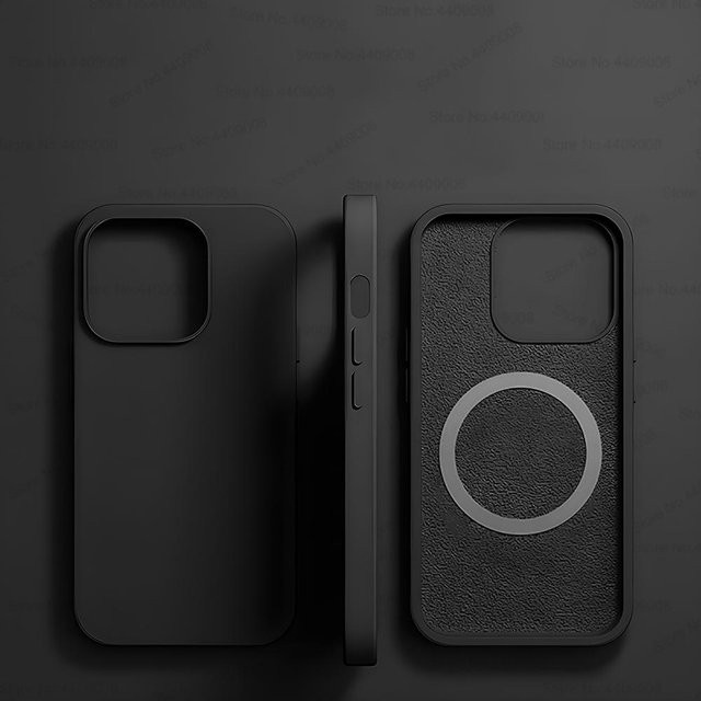 Original Flüssigsilikon-Magnethülle für Apple iPhone 11 12 13 14 15 Pro Max Plus mit MagSafe Kompatibilität in Schwarz - Bild 1