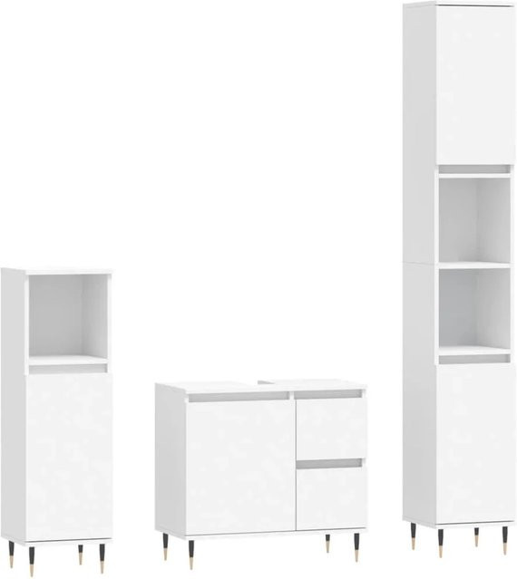 vidaXL 3-tlg. Badmöbel-Set Modell 33 in Weiß aus Holzwerkstoff und Eisen für dein Badezimmer - Bild 1