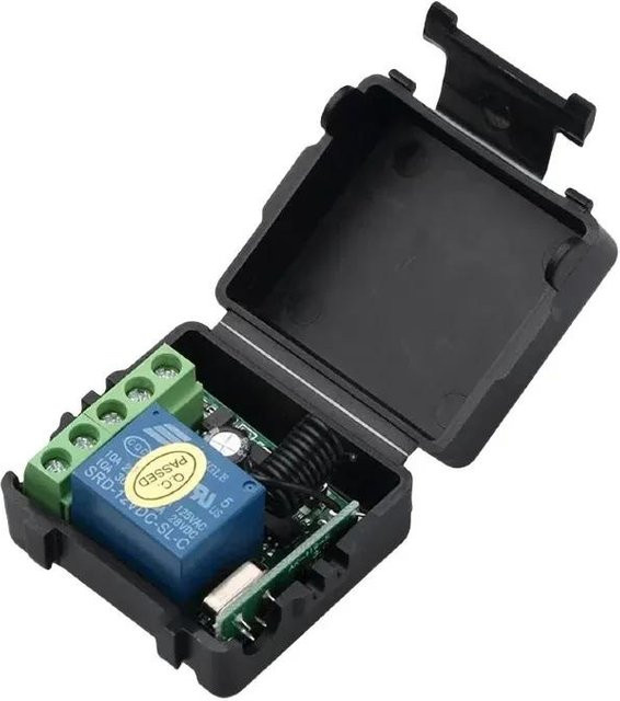 YJMP Universeller drahtloser Fernbedienungsschalter DC 12V 1CH Relais Empfängermodul mit RF EV1527 Lerncode Sender in Schwarz - Bild 1