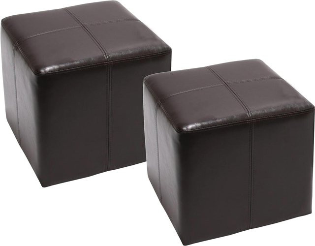 MCW 2er-Set Sitzhocker Carrara aus Leder und Kunstleder in Braun, B/T/H: 36 x 36 x 36 cm - Bild 1