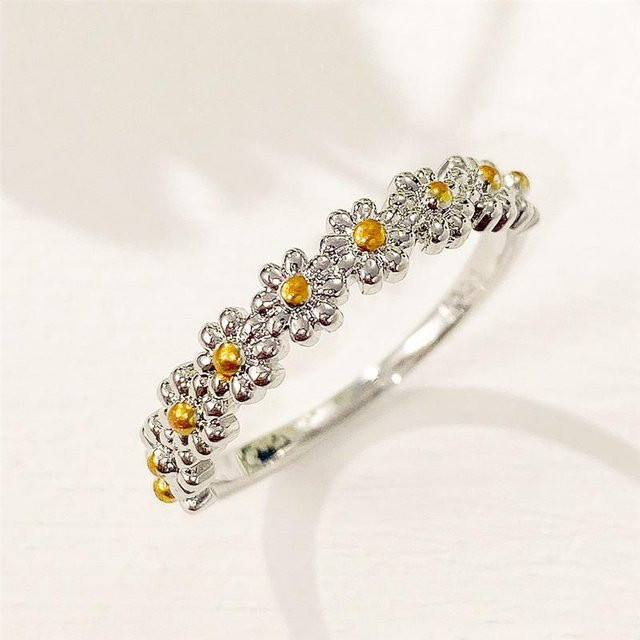 YIRAN Jewelry Gänseblümchenringe, Messing, Silber, Damen - Bild 1