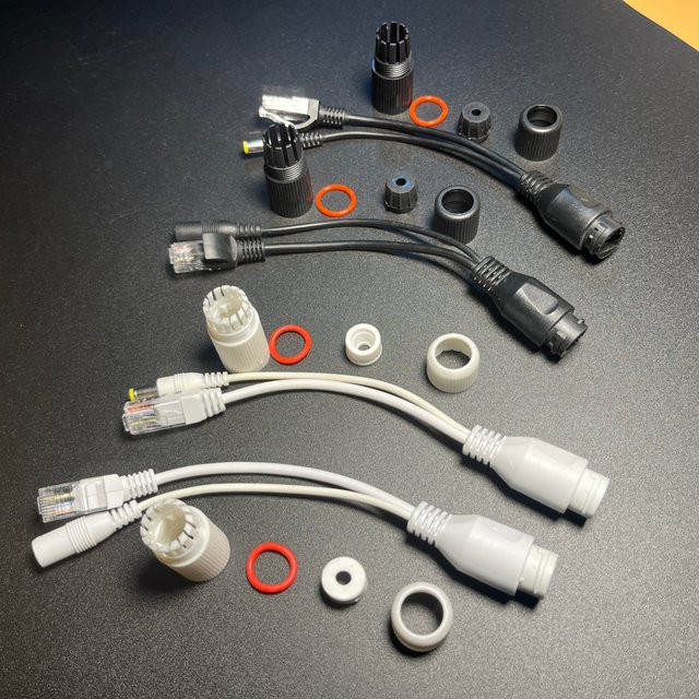 1 Paar passives POE-Adapterkabel mit RJ45-Splitter und Injektor, wasserdicht für den Außenbereich, 12–48 V, Farbe: Weiß - Bild 1
