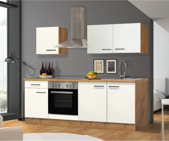 Flex-Well Küchenzeile Vintea in Weiß und Beige mit 210 cm Breite - Bild 1