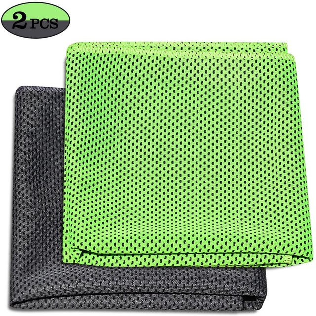 2er-Pack TOMTOP JMS kühlende Reise-Eishandtücher, weich und atmungsaktiv für Sport und Fitness, Black & Green - Bild 1