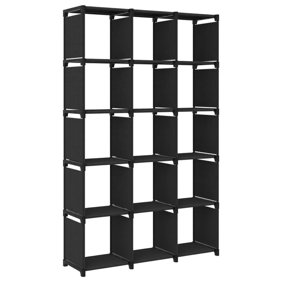 vidaXL Würfelregal mit 15 Fächern in Schwarz aus Stahl und Stoff, B/T/H: 103 x 30 x 175,5 cm - Bild 2