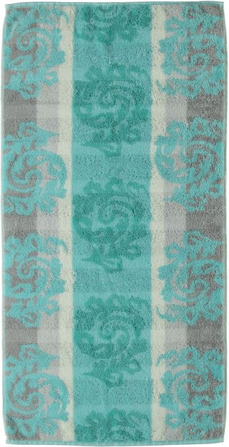 Cawo Handtuch NOBLESSE CASHMERE gestreift in Grün und Türkis aus flauschigem Baumwoll-Terry - Bild 1