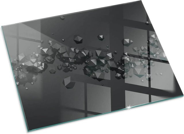 Tulup Glasplatte für Kamin Abstrakte Wolke in Schwarz, B/T: 80 x 60 cm - Bild 1