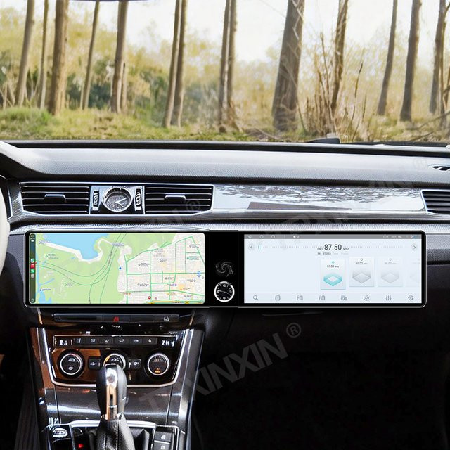 TPXINXIN Autoradio für VW Volkswagen Passat 2016-2018 mit 24,6 Zoll Dual-Screen, Android Auto, CarPlay, GPS-Navigation und Stereo Multimedia-Player in Schwarz - Bild 1