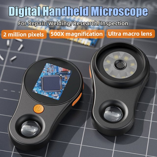 Digitales Handmikroskop mit 500-facher Vergrößerung und 2 Millionen Pixeln, Ultra-Makroobjektiv-Videomikroskop für Reparaturen, Schweißen und Wiederherstellung in Schwarz oder Weiß - Bild 1