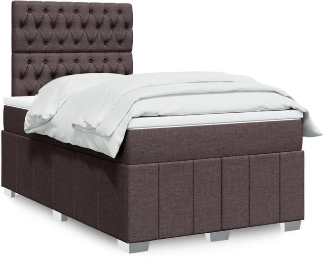 vidaXL Boxspringbett mit Matratze Dunkelbraun B/T/H: 120 x 190 x 140,5 cm mit USB-Anschluss und Unterbettbeleuchtung - Bild 1