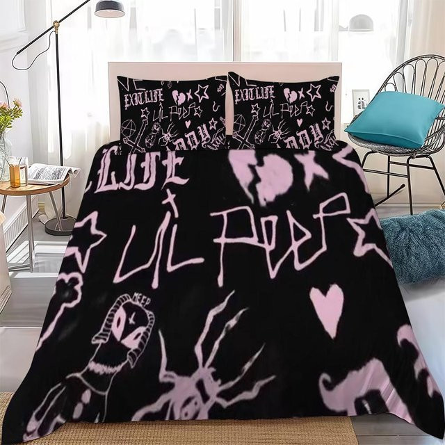 L-Lil P-Peep 3-teiliges Bettwäsche-Set Home Style in Schwarz mit grafischem Design, B/H: 135 x 200 cm - Bild 1