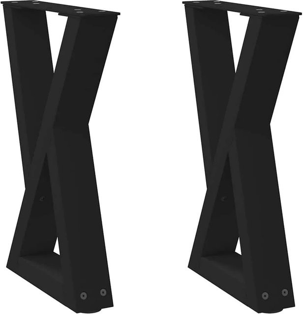 vidaXL Couchtischbeine aus Stahl in Schwarz Matt, 2 Stück, B/T: 38,0 x 42,0 cm, Höhe: 43,3 cm - Bild 1