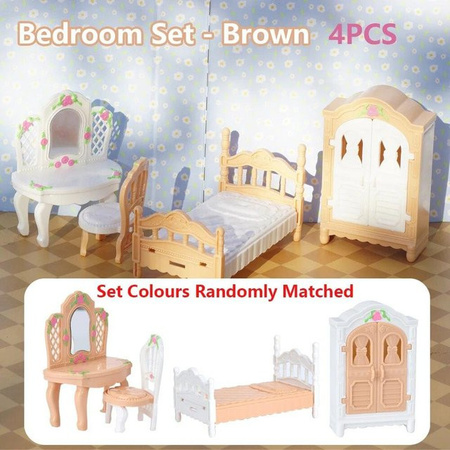 Toys D Miniatur Puppenhaus Möbel Zubehör, 10-teiliges Set, rosa, beige, ab 3 Jahren