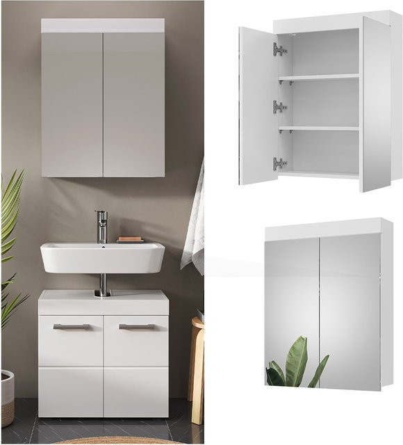 Vicco Spiegelschrank Luna Weiß Skandi B/H: 60 x 77 cm - Bild 1