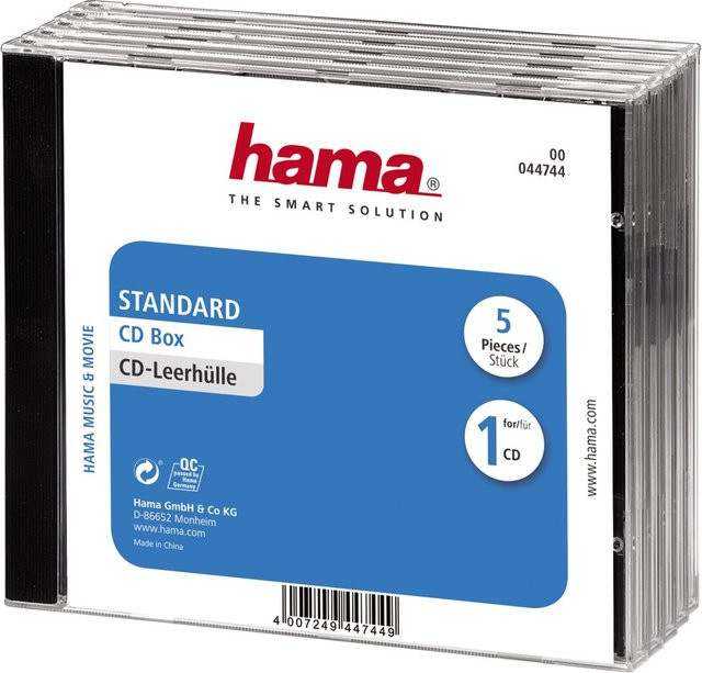Hama CD-Leerhülle Standard 5er-Pack in Transparent und Schwarz - Bild 1