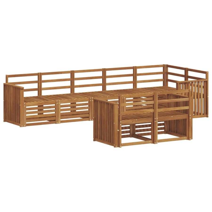 vidaXL Sofagarnitur 8-teilig aus Massivholz Akazie in Natur Braun im L-Shape Design - Bild 2