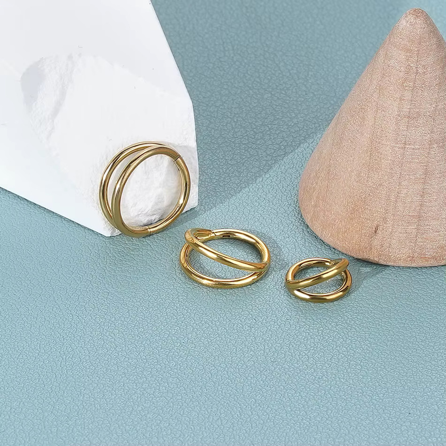 WTX Septum Nasenring Doppelschicht, Titan, Gold, Damen - Bild 2
