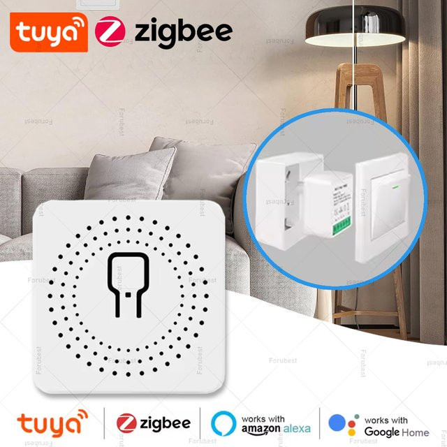 Tuya ZigBee 3.0 Smart Lichtschaltermodul 16A Mini DIY Breaker in Weiß mit 2-Wege-Steuerung für Smart Life App, Alexa und Google Assistant - Bild 1