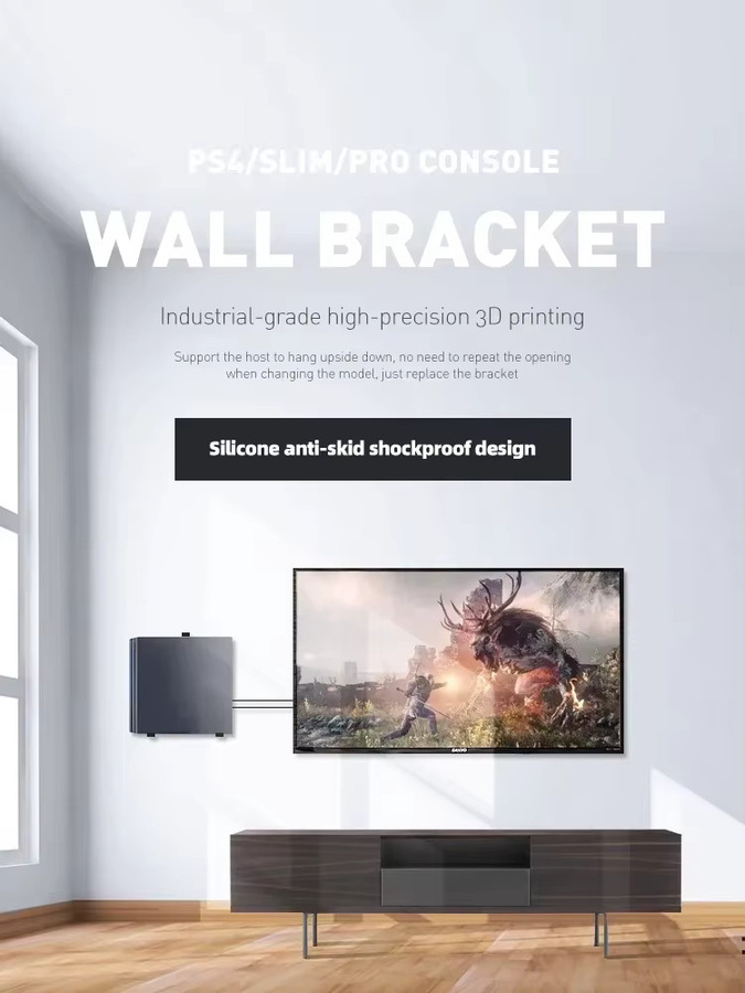 DATA FROG Wandhalterung für PS4 Controller in Schwarz, Universal Halterung für PS4, PS4 Pro und PS4 Slim inklusive Schrauben - Bild 4