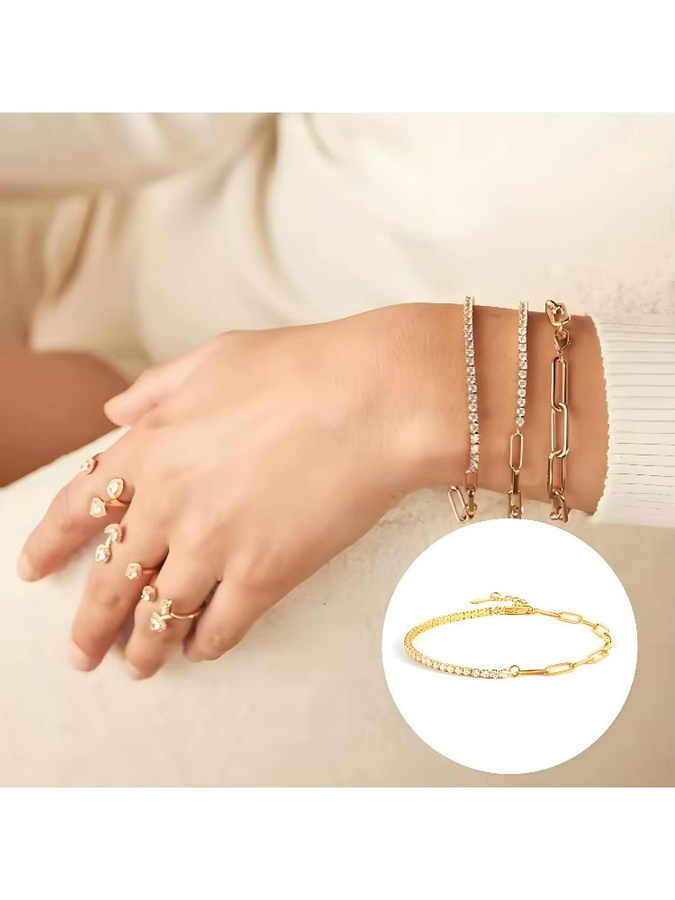 ALCADEN Armband, Edelstahl, Gold, Kristall, Damen - Bild 5