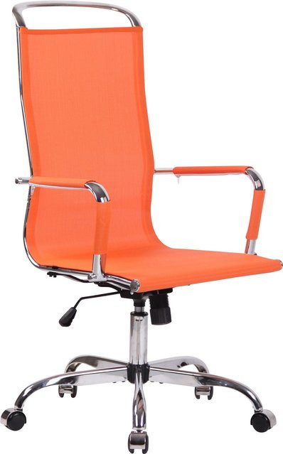 TPFLiving Bürostuhl Brand Mesh in Orange mit Armlehnen und Rollen für Home Office, B/T/H: 59 x 65 x 122 cm - Bild 1