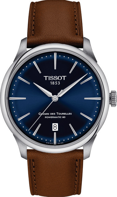 Tissot Armbanduhr Automatik, Edelstahlgehäuse, Blau, Lederarmband, 39 mm, Herren - Bild 1