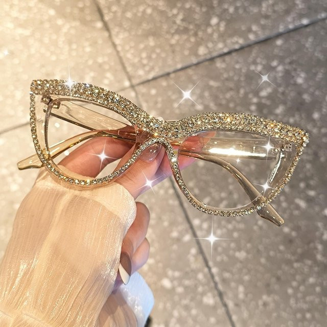 Cat-Eye Korrektionsbrille, Unisex, Vollrand, Acetat, transparent, gold - Bild 1