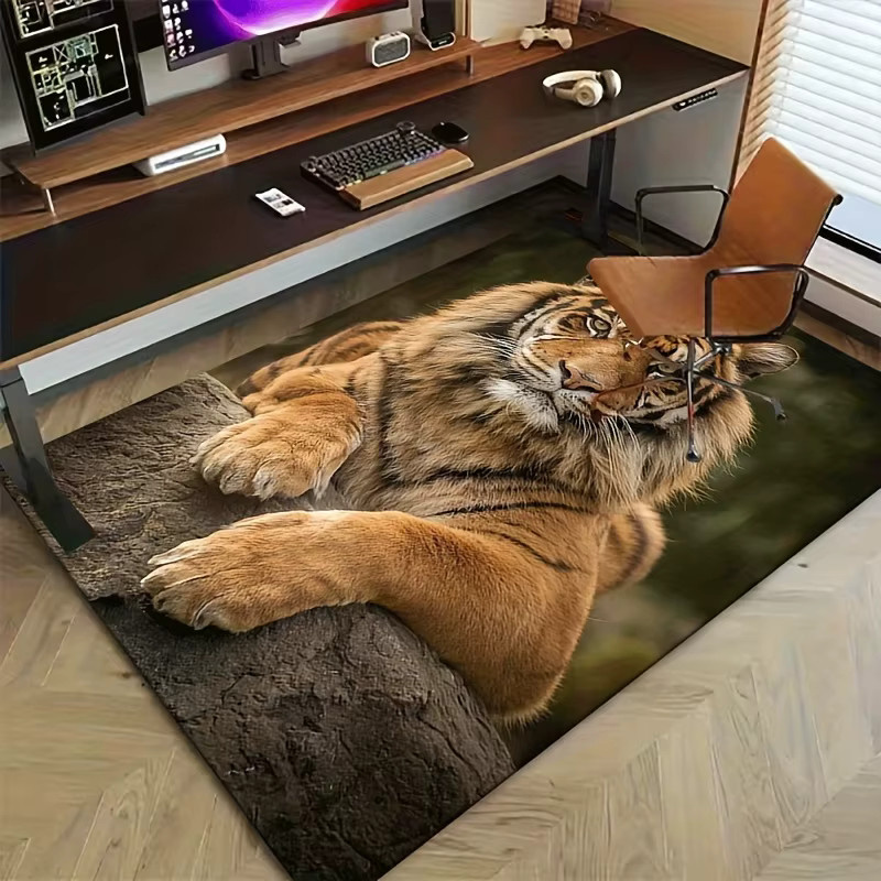 VIKAMA Teppich mit Tiger-Muster in Multicolour, weiche Flanell-Bodenmatte für Wohnzimmer und Schlafzimmer, B/T: 160 x 120 cm - Bild 3