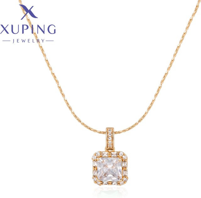 Xuping Jewelry Charm-Halskette mit quadratischem Anhänger, Zirkonia, Damen - Bild 1